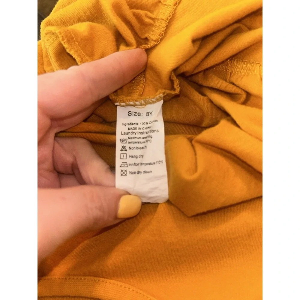 Mustard, Yellow Size 8 Little Girls Ruffle Dress. Excellent Used Condition.